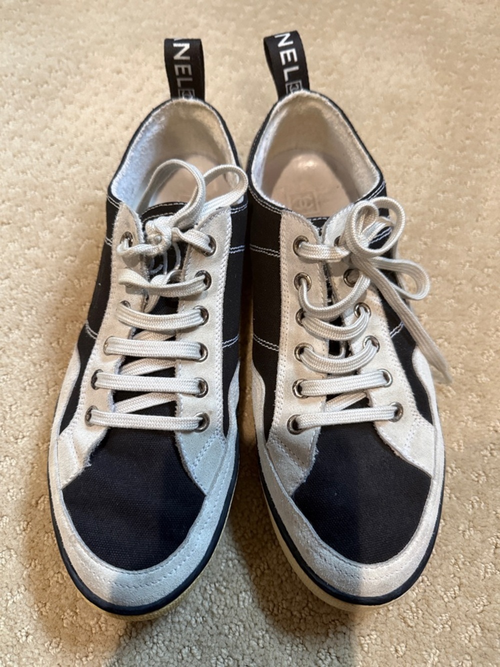 CHANEL Black and Light Gray Women's Sneakers